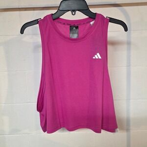 NWT Adidas Womens 2XL Training Cropped Tank Top Pink JL7680 Workout Summer
